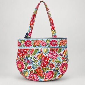 Vera Bradley Hope Garden Multicolor Floral Handbag Quilted Zip Tote Multi-Pocket